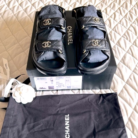 Chanel DADS SANDALS Grained Leather 36 - Picture 4 of 17